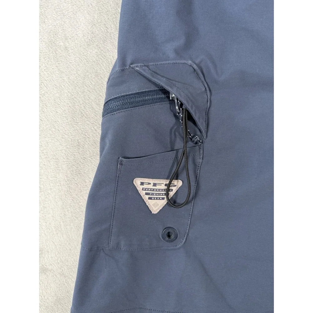 Columbia PFG Board Shorts Mens 32 Blue Large Mouth Bass Graphic Fishing Swimwear